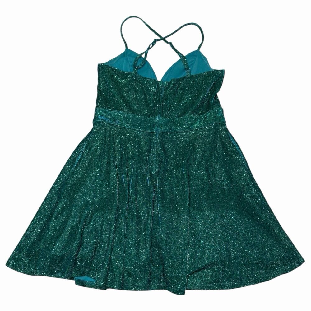 Green Iridescent Glitter Dress Womens Size 11 Fit Flare Party Homecoming Prom - Picture 3 of 15